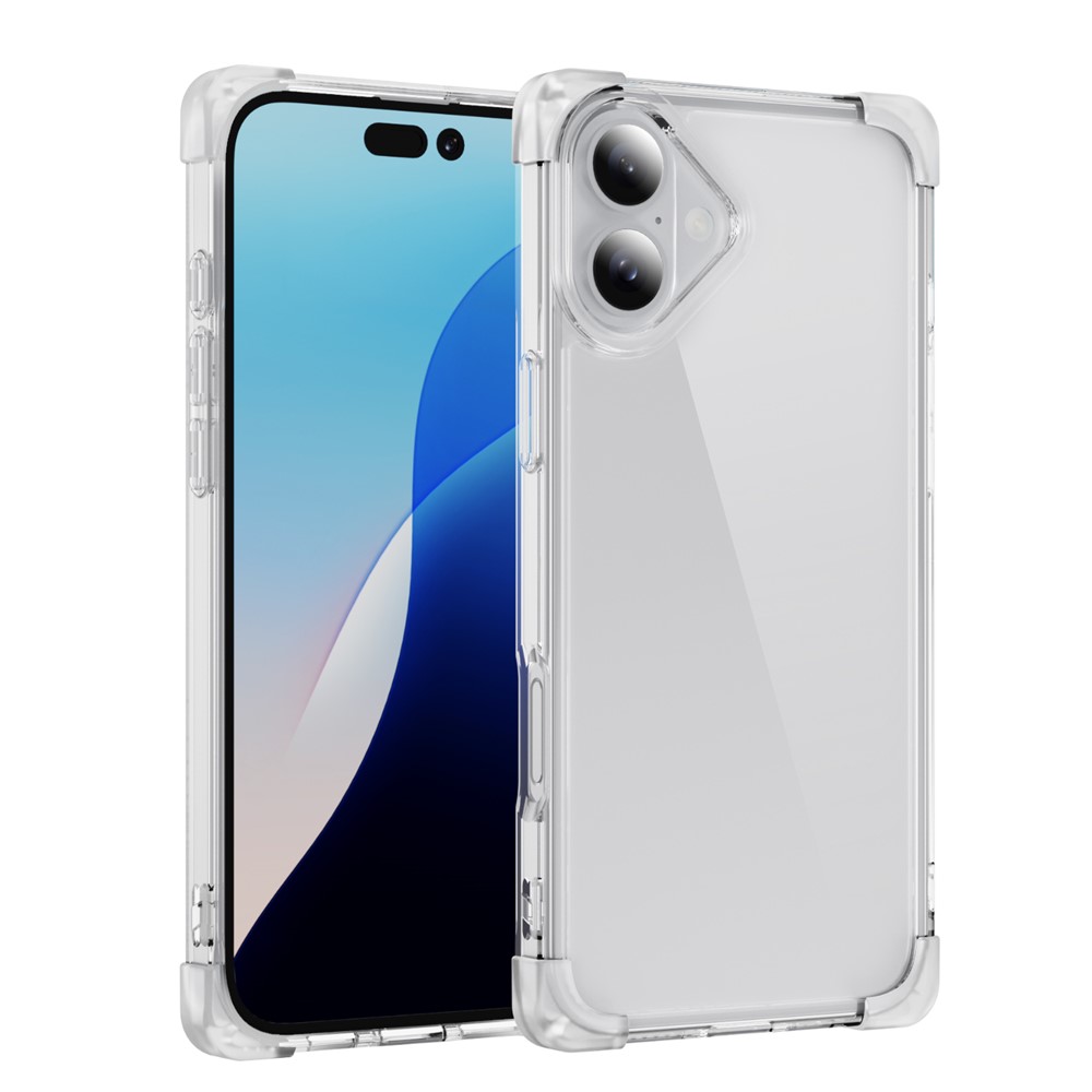 For iPhone 16 Plus Case Reinforced Corners TPU + Acrylic Clear Phone Back Cover - Transparent