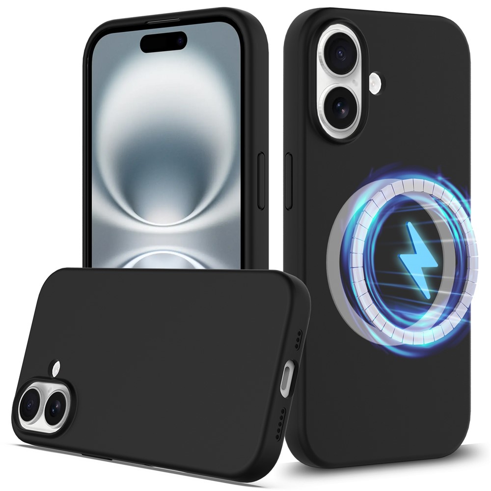 For iPhone 16 Plus Case Compatible with MagSafe Liquid Silicone Phone Cover with Camera Touch Control Button - Black