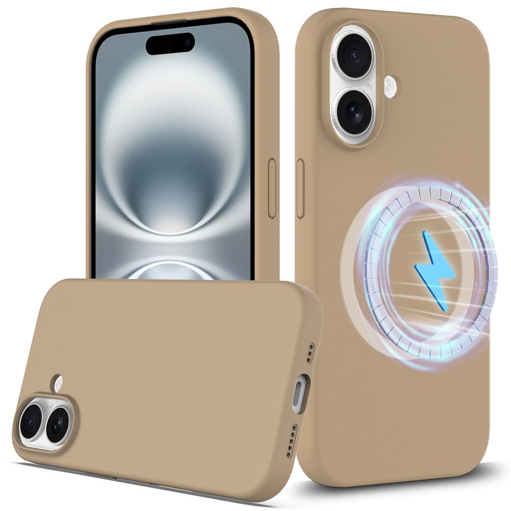 For iPhone 16 Plus Case Compatible with MagSafe Liquid Silicone Phone Cover with Camera Touch Control Button - Desert Gold