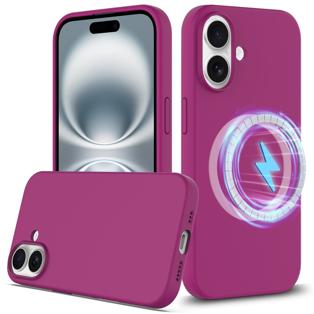 For iPhone 16 Plus Case Compatible with MagSafe Liquid Silicone Phone Cover with Camera Touch Control Button - Purple