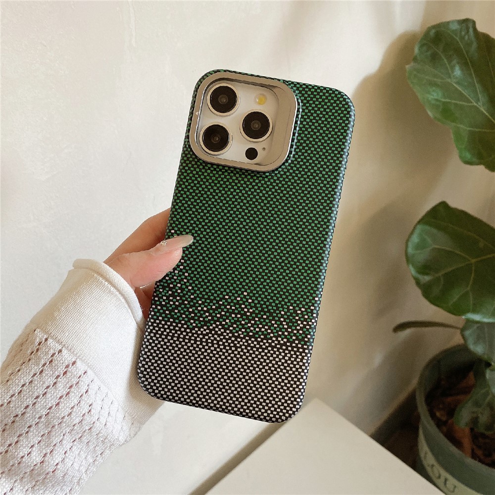 For iPhone 15 Pro Max Case Compatible with MagSafe PC Phone Back Cover Metal Lens Frame Kickstand - Sand Green