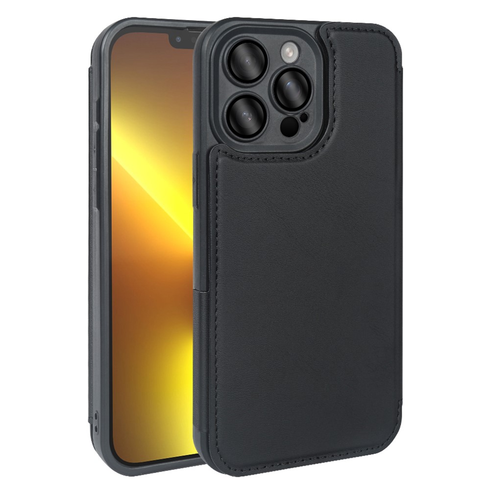 For iPhone 13 Pro Max Magnetic Case RCS Eco Friendly Flip Phone Cover with Kickstand RFID Blocking - Black