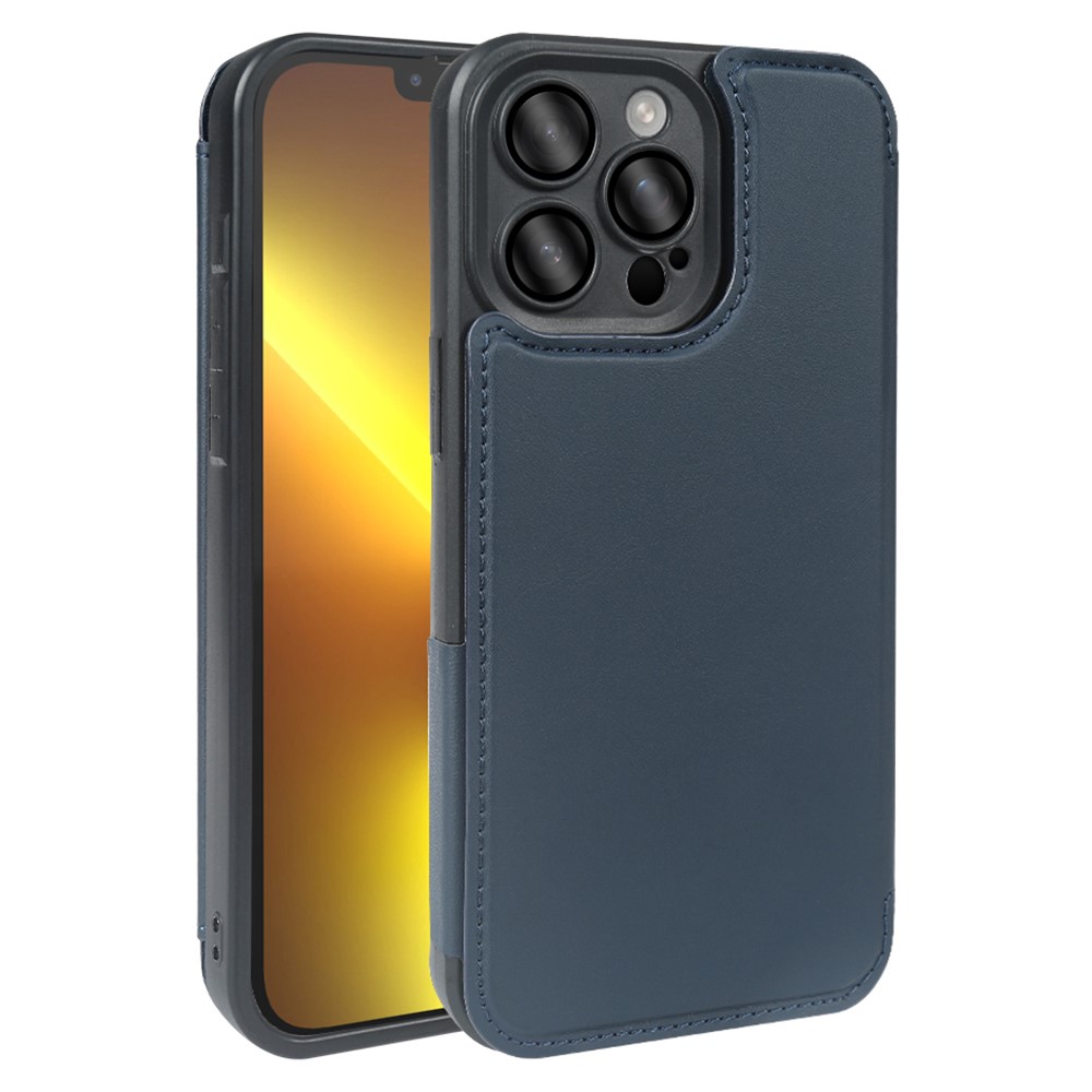 For iPhone 13 Pro Max Magnetic Case RCS Eco Friendly Flip Phone Cover with Kickstand RFID Blocking - Blue