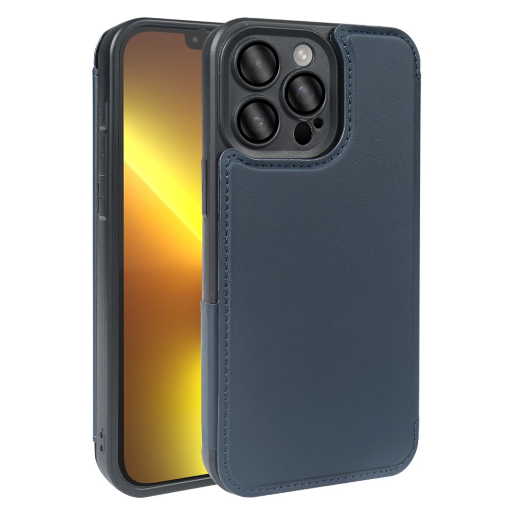 For iPhone 13 Pro Magnetic Case RCS Eco Friendly Flip Phone Cover with Kickstand RFID Blocking - Blue