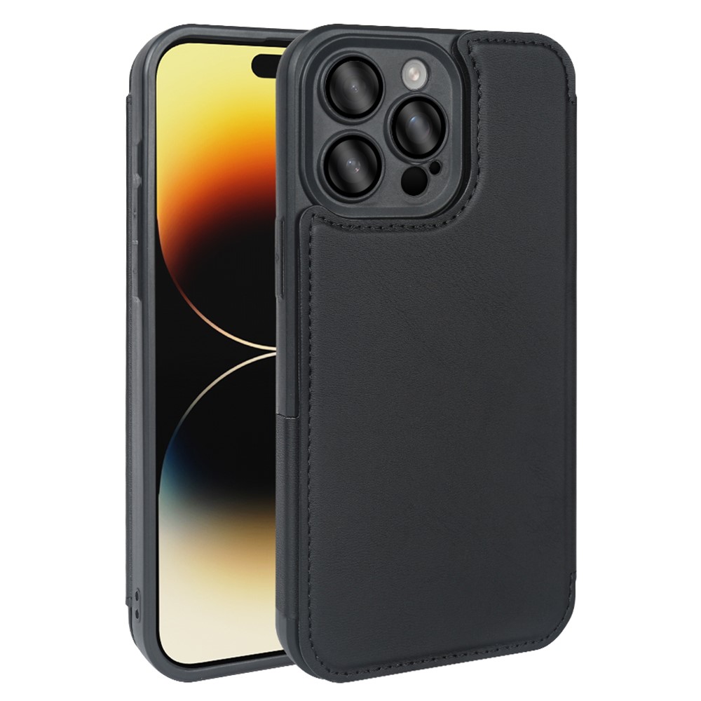 For iPhone 14 Pro Max Magnetic Case RCS Eco Friendly Flip Phone Cover with Kickstand RFID Blocking - Black