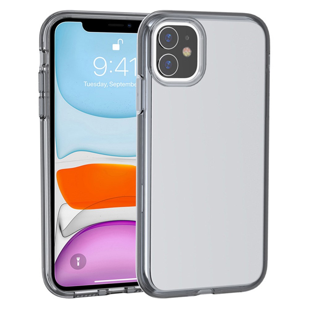 For iPhone 11 Case PC + TPU Shockproof Clear Phone Cover - Transparent Black