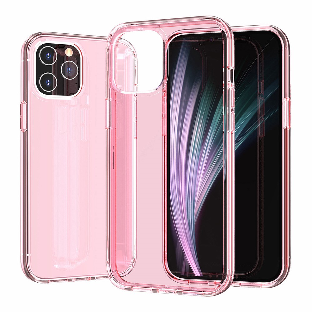 For iPhone 11 Pro Max Case PC + TPU Shockproof Clear Phone Cover - Transparent Pink