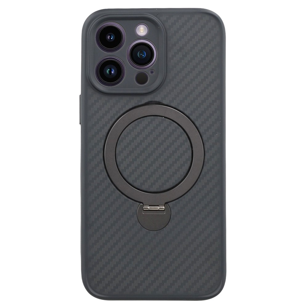 For iPhone 14 Pro Max Case Compatible with MagSafe Kickstand TPU + PC Phone Cover Carbon Fiber Texture