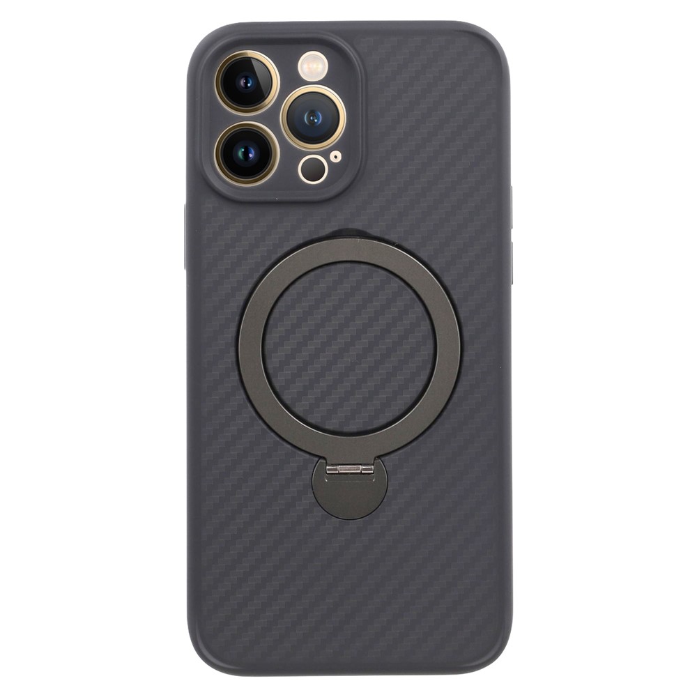 For iPhone 13 Pro Max Case Compatible with MagSafe Kickstand TPU + PC Phone Cover Carbon Fiber Texture
