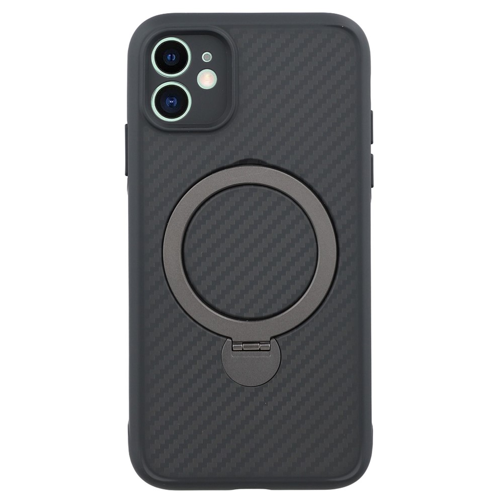 For iPhone 11 Case Compatible with MagSafe Kickstand TPU + PC Phone Cover Carbon Fiber Texture