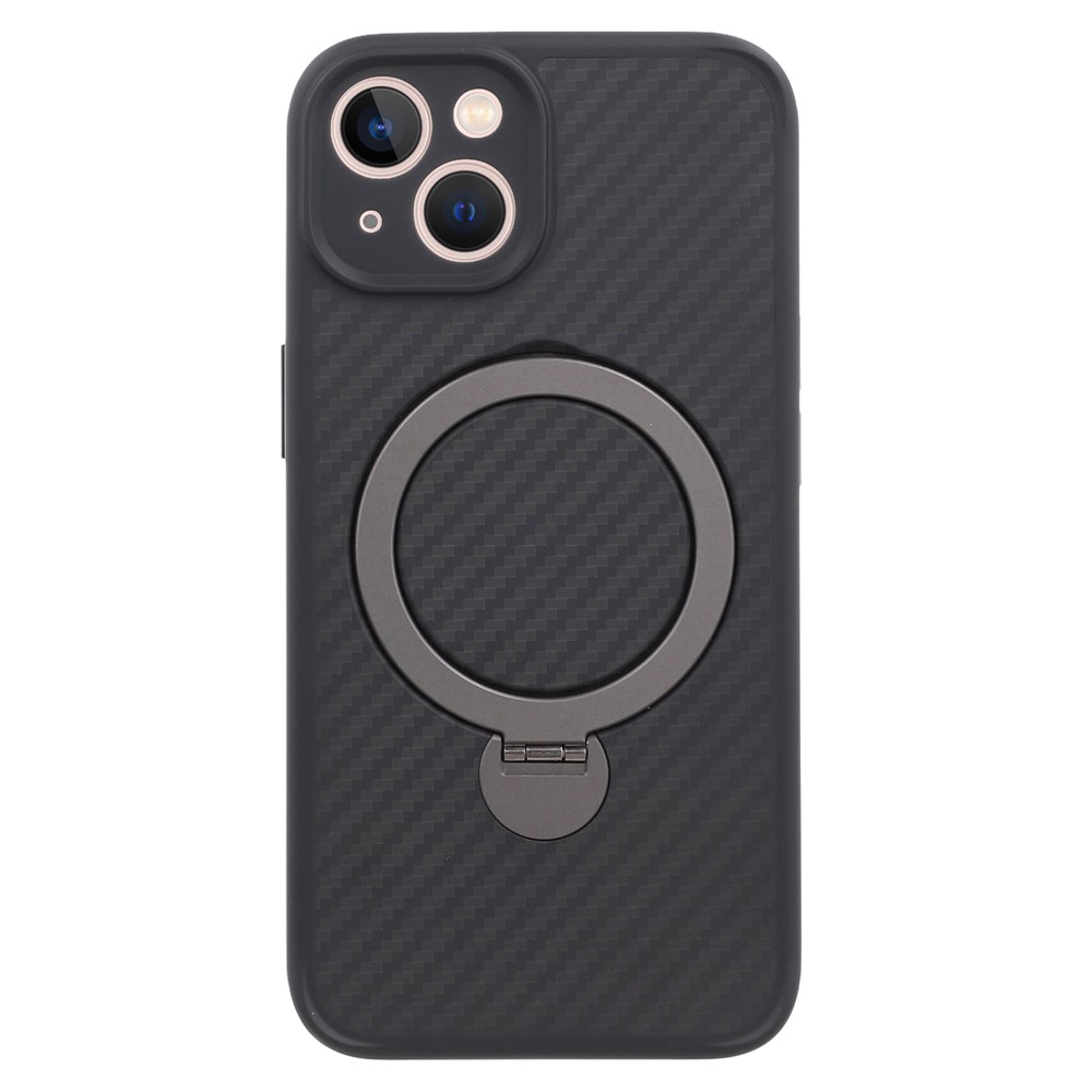 For iPhone 14 Case Compatible with MagSafe Kickstand TPU + PC Phone Cover Carbon Fiber Texture