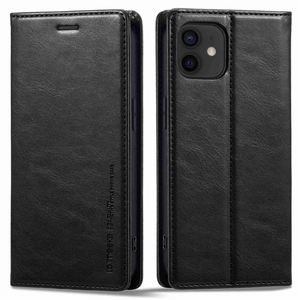 LC.IMEEKE For iPhone 11 6.1 inch RFID Blocking Cell Phone Case PU Leather Wallet Stand Magnetic Auto-absorbed Protective Phone Cover - Black