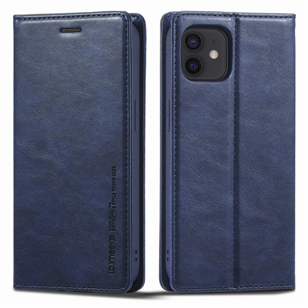 LC.IMEEKE For iPhone 11 6.1 inch RFID Blocking Cell Phone Case PU Leather Wallet Stand Magnetic Auto-absorbed Protective Phone Cover - Blue