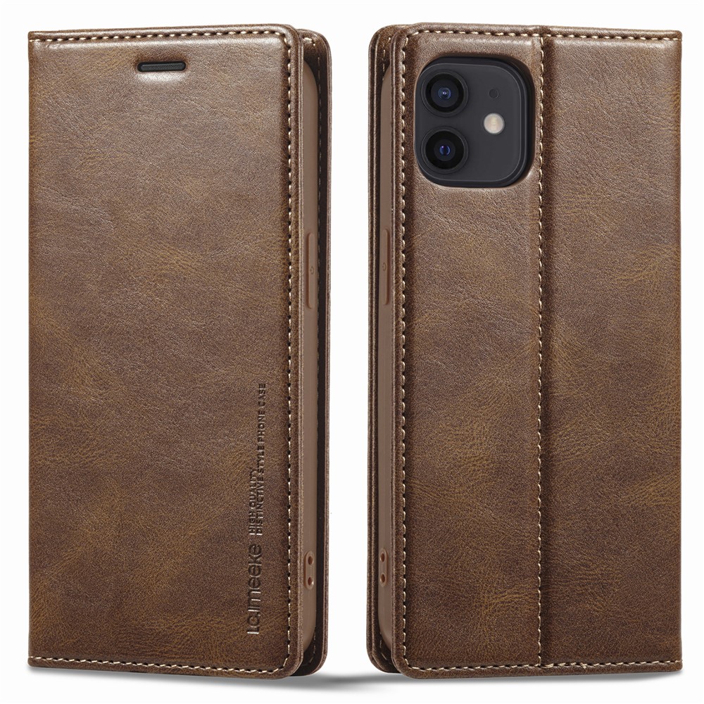 LC.IMEEKE For iPhone 11 6.1 inch RFID Blocking Cell Phone Case PU Leather Wallet Stand Magnetic Auto-absorbed Protective Phone Cover - Brown