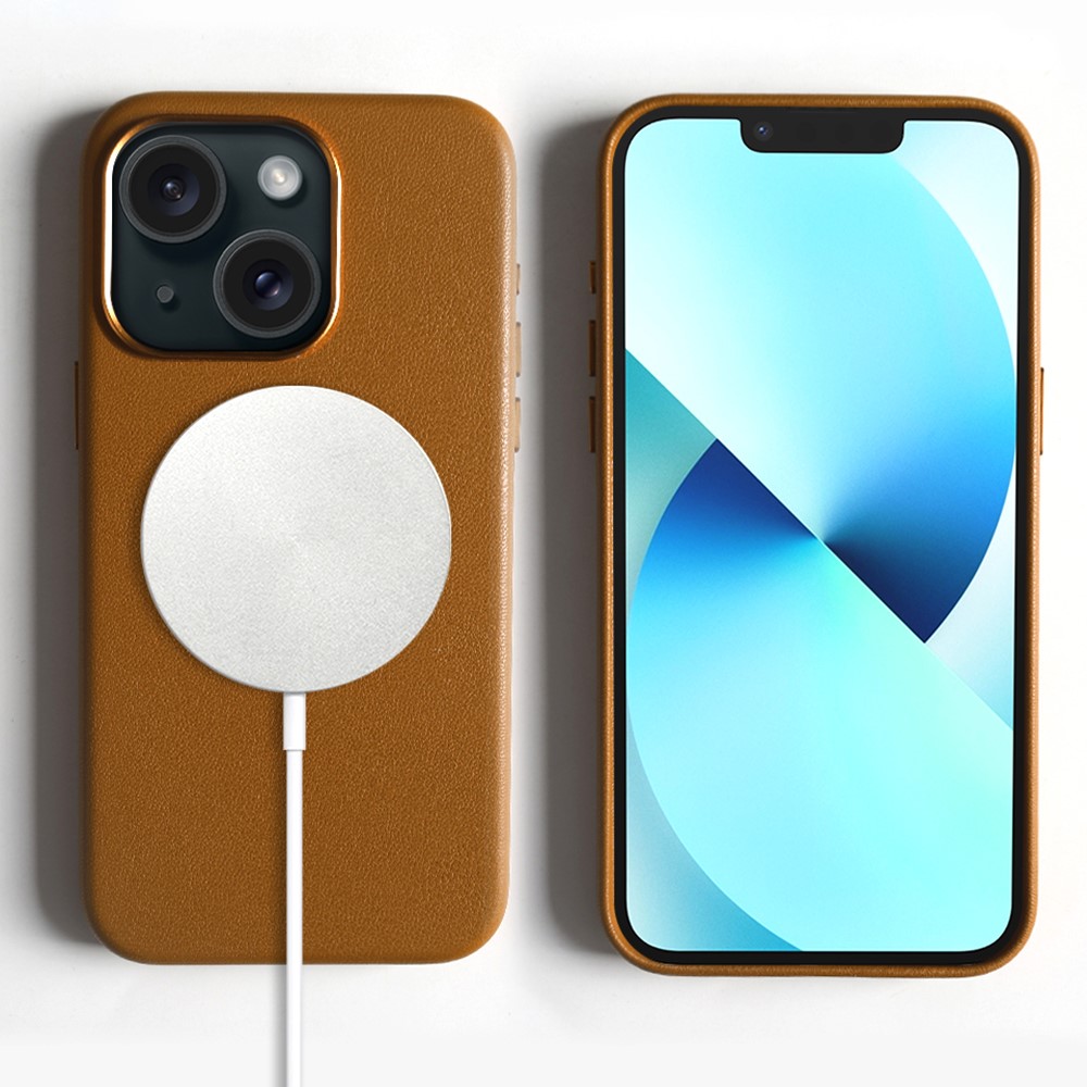 For iPhone 13 Magnetic Case Eco-Friendly RPET Phone Back Cover GRS Certified - Light Brown