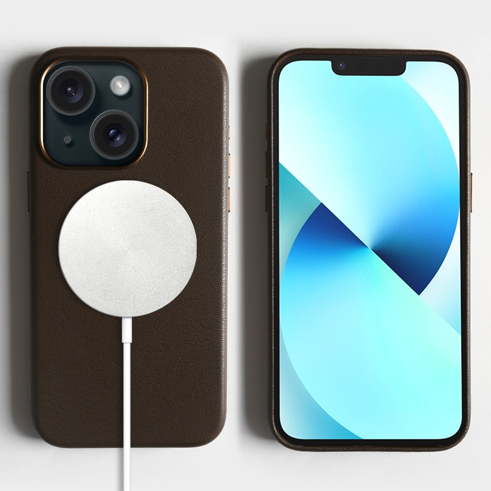 For iPhone 13 Magnetic Case Eco-Friendly RPET Phone Back Cover GRS Certified - Dark Brown