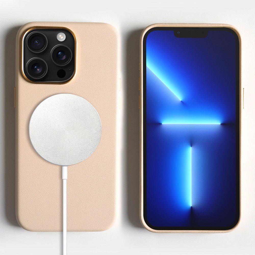 For iPhone 13 Pro Max Magnetic Case Eco-Friendly RPET Leather Phone Back Cover GRS Certified - Light Pink