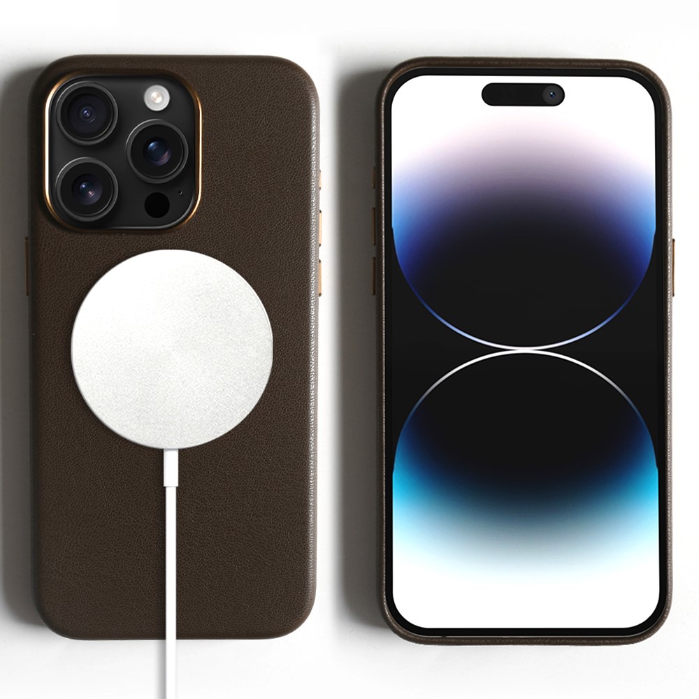 For iPhone 14 Pro Max Magnetic Case Eco-Friendly RPET Phone Back Cover GRS Certified - Dark Brown