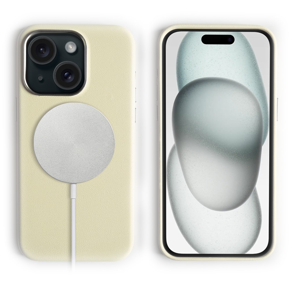For iPhone 15 Magnetic Case Eco-Friendly RPET Phone Back Cover GRS Certified - Beige