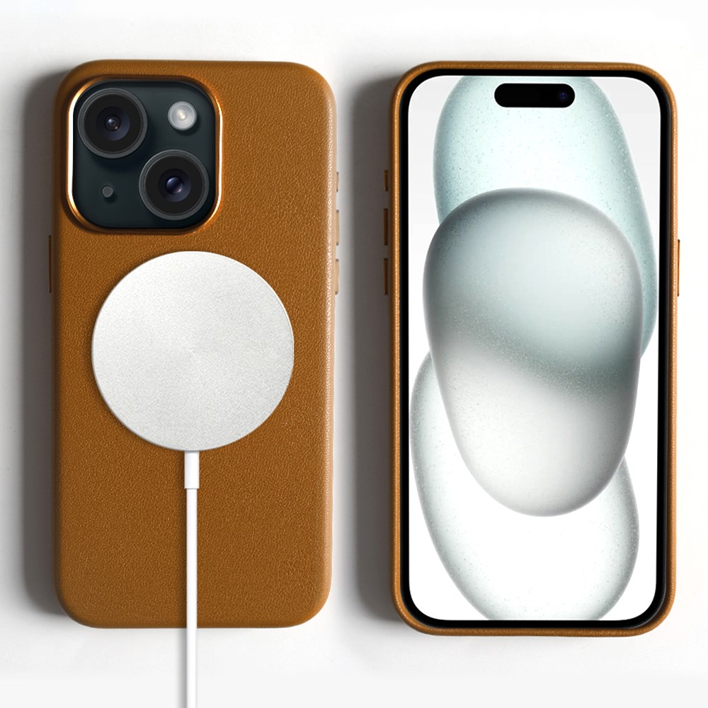 For iPhone 15 Magnetic Case Eco-Friendly RPET Phone Back Cover GRS Certified - Light Brown