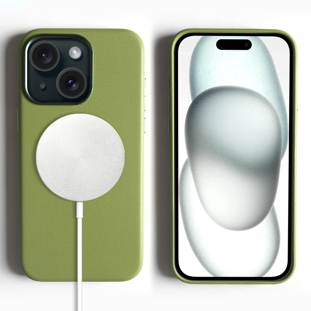 For iPhone 15 Magnetic Case Eco-Friendly RPET Phone Back Cover GRS Certified - Light Green