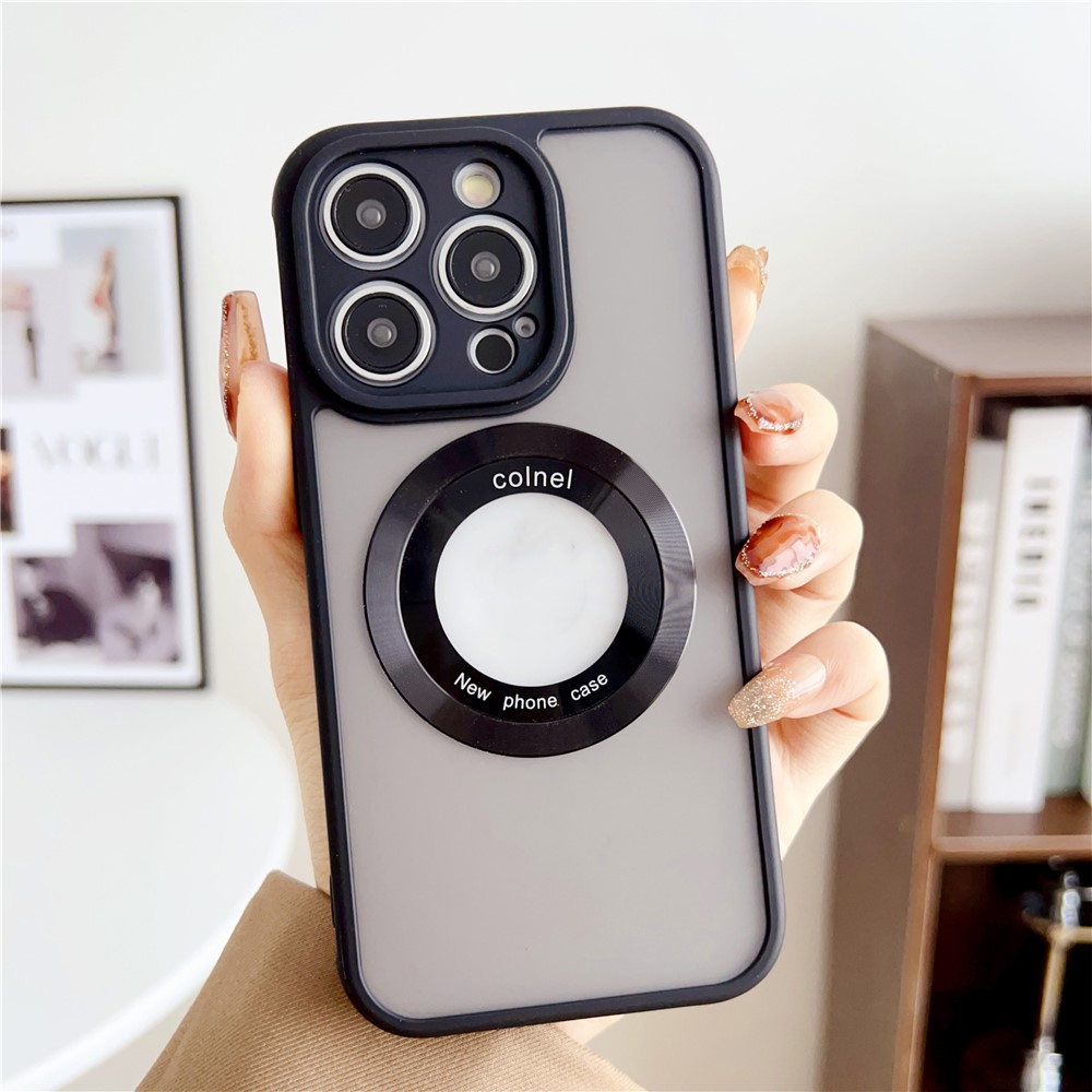 For iPhone 14 Pro Max Case Compatible with MagSafe Ring Logo View TPU + PC Phone Cover - Black