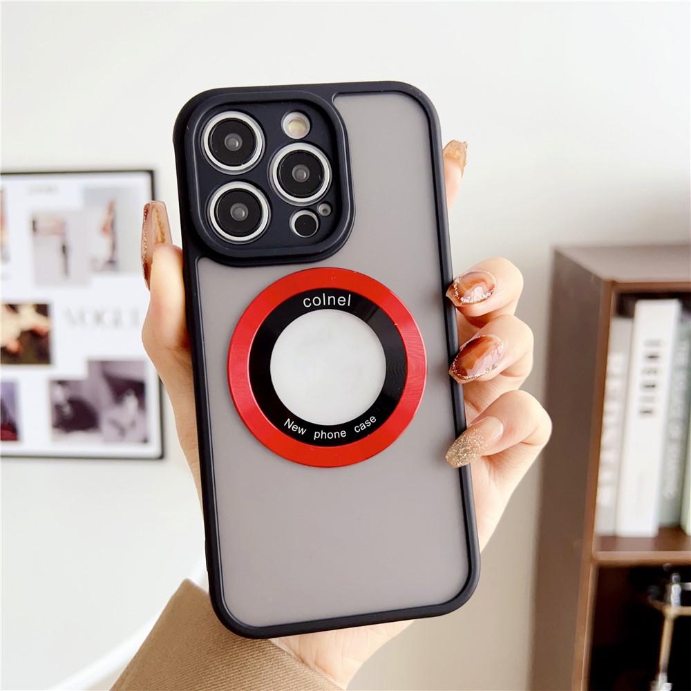 For iPhone 14 Pro Max Case Compatible with MagSafe Ring Logo View TPU + PC Phone Cover - Red