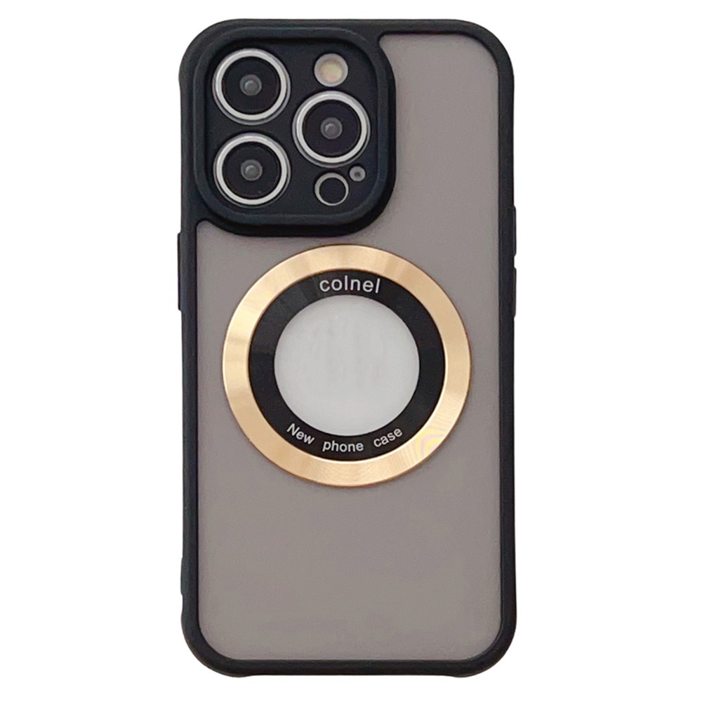 For iPhone 14 Pro Case Compatible with MagSafe Ring Logo View TPU + PC Phone Cover - Gold