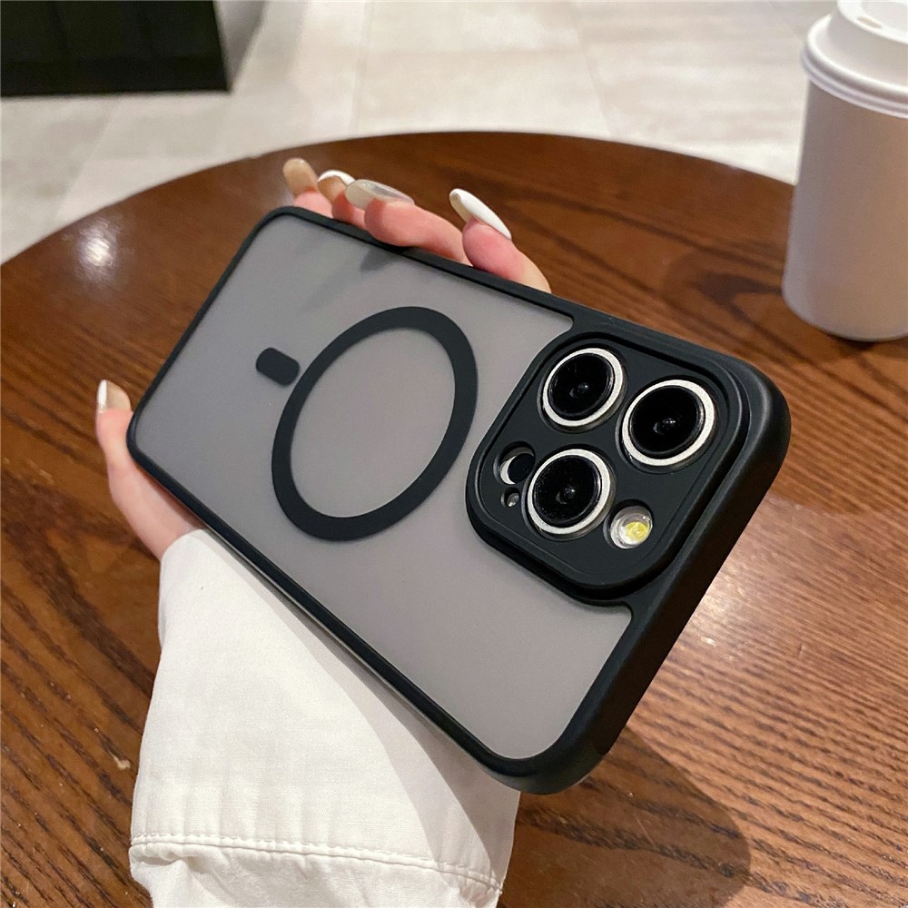 For iPhone 14 Pro Max Case Compatible with MagSafe TPU + PC Skin Touch Matte Phone Cover - Black