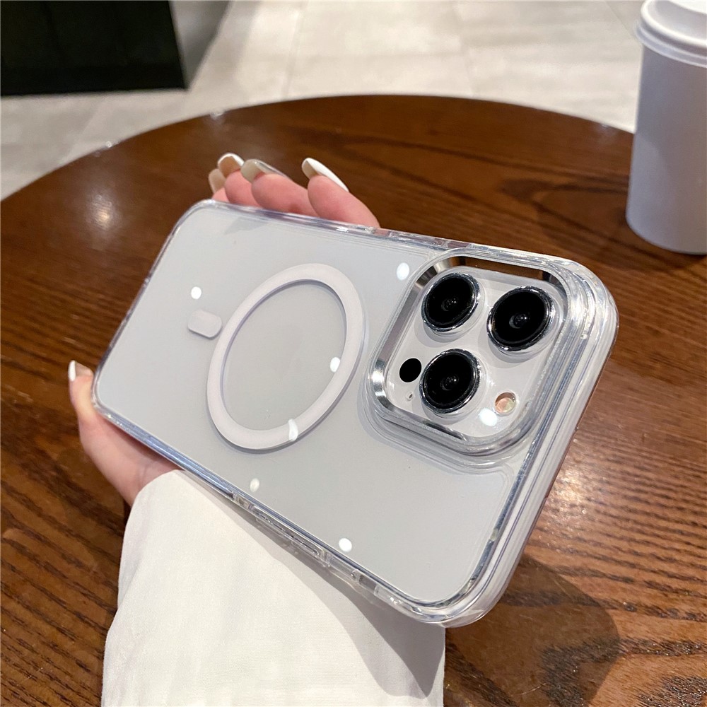 For iPhone 14 Pro Crystal Clear Case Compatible with MagSafe TPU + PC Phone Back Cover - White