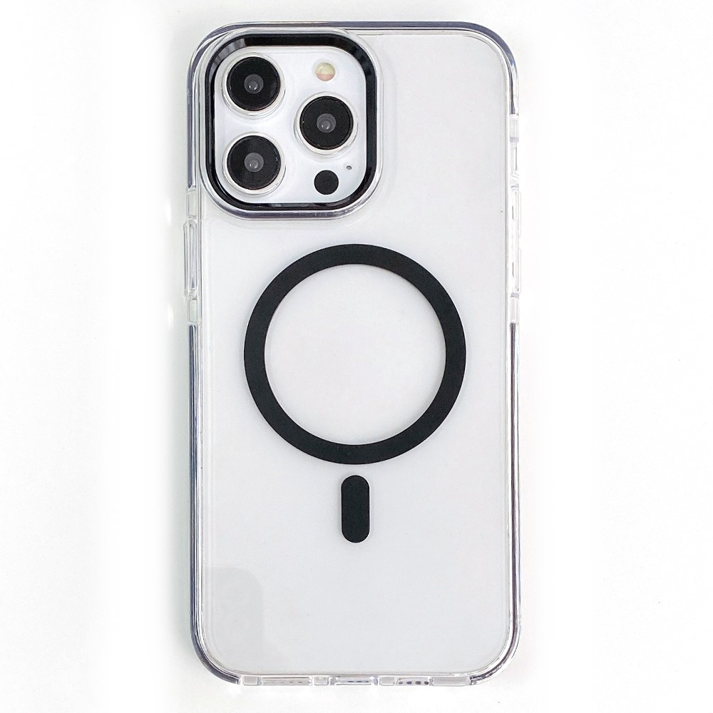 For iPhone 15 Pro Max Crystal Clear Case Compatible with MagSafe TPU + PC Phone Back Cover - Black