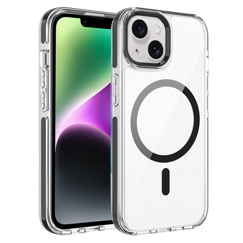 For iPhone 14 Crystal Clear Case Compatible with MagSafe TPU + PC Phone Back Cover - Black