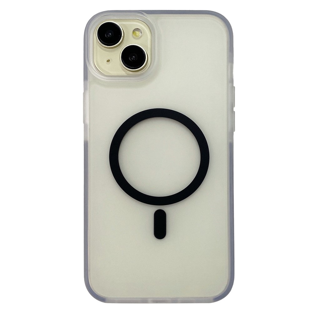 For iPhone 13 Case Compatible with MagSafe TPU + PC Translucent Matte Phone Cover - Black