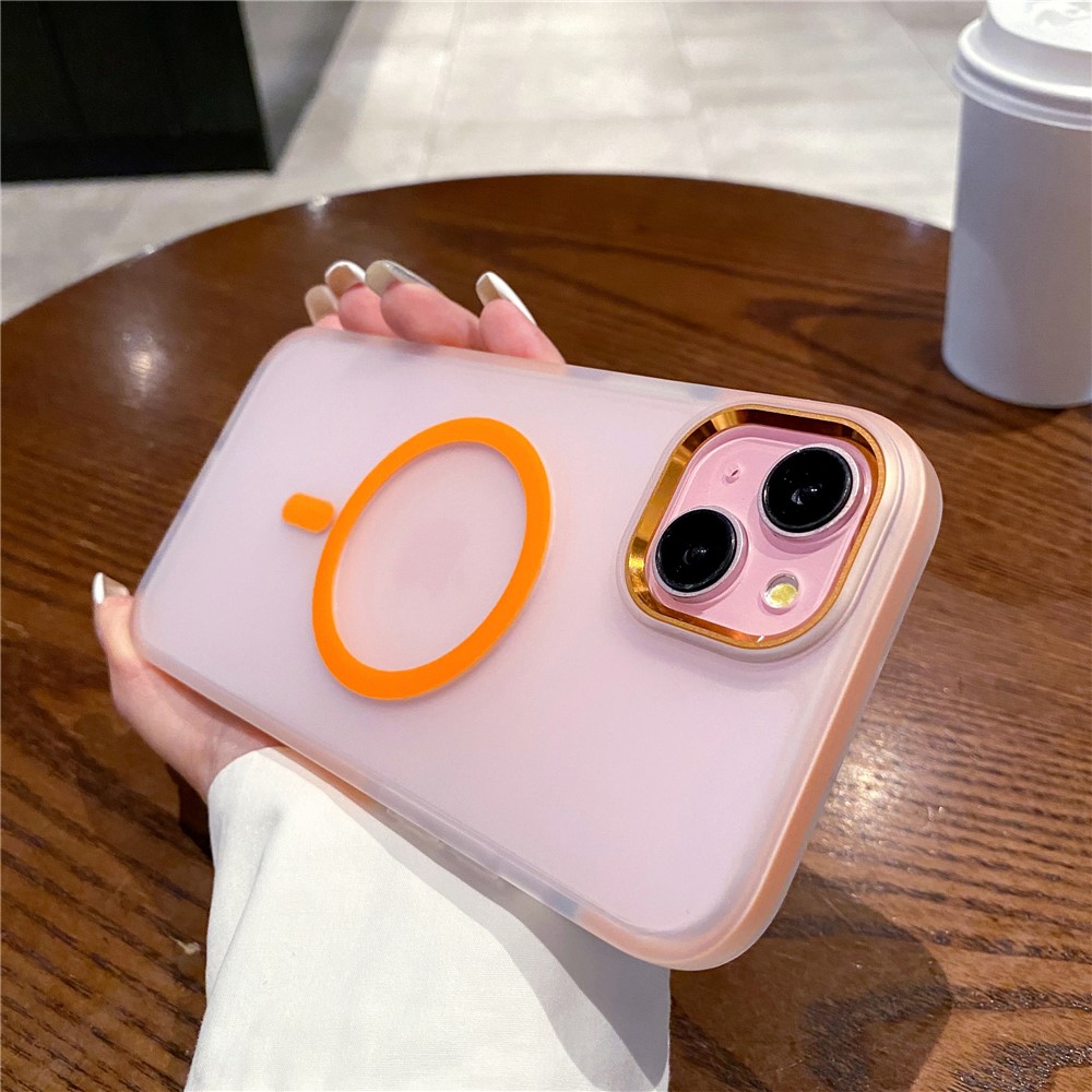 For iPhone 13 Case Compatible with MagSafe TPU + PC Translucent Matte Phone Cover - Orange