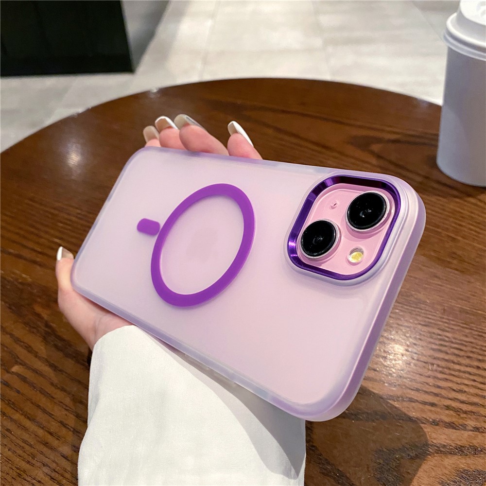 For iPhone 14 Case Compatible with MagSafe TPU + PC Translucent Matte Phone Cover - Purple