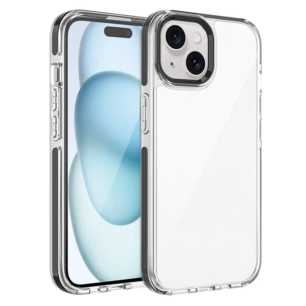 For iPhone 15 Phone Case Ultra Clear Shockproof PC + TPU Back Cover - Black