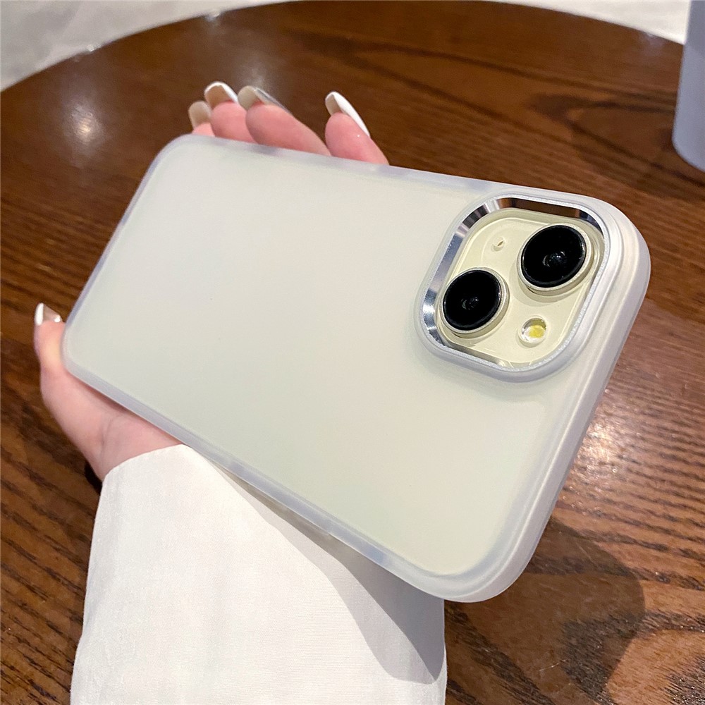 For iPhone 13 Frosted Translucent Phone Case Ultra Thin Protective Cover Scratch Resistant - White