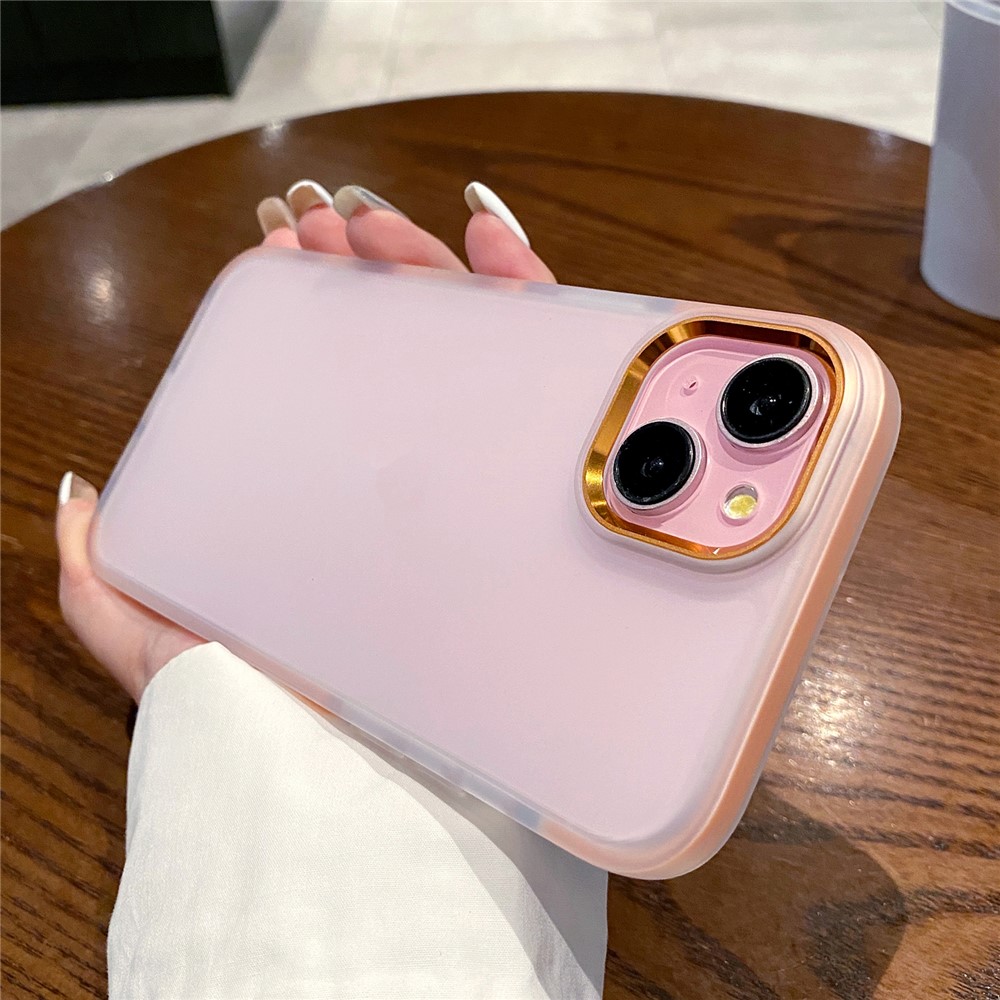 For iPhone 15 Case TPU + PC Translucent Matte Anti Drop Phone Back Cover - Orange