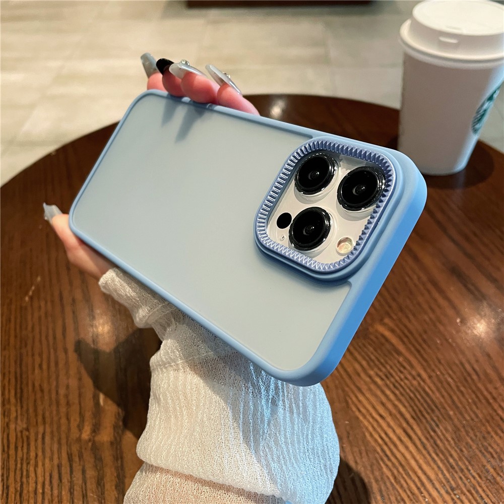 For iPhone 15 Pro Max Case Gear Inspired Design PC + TPU Skin Touch Phone Cover - Baby Blue