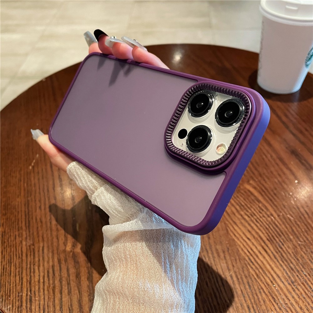 For iPhone 14 Pro Max Case Gear Inspired Design PC + TPU Skin Touch Phone Cover - Purple