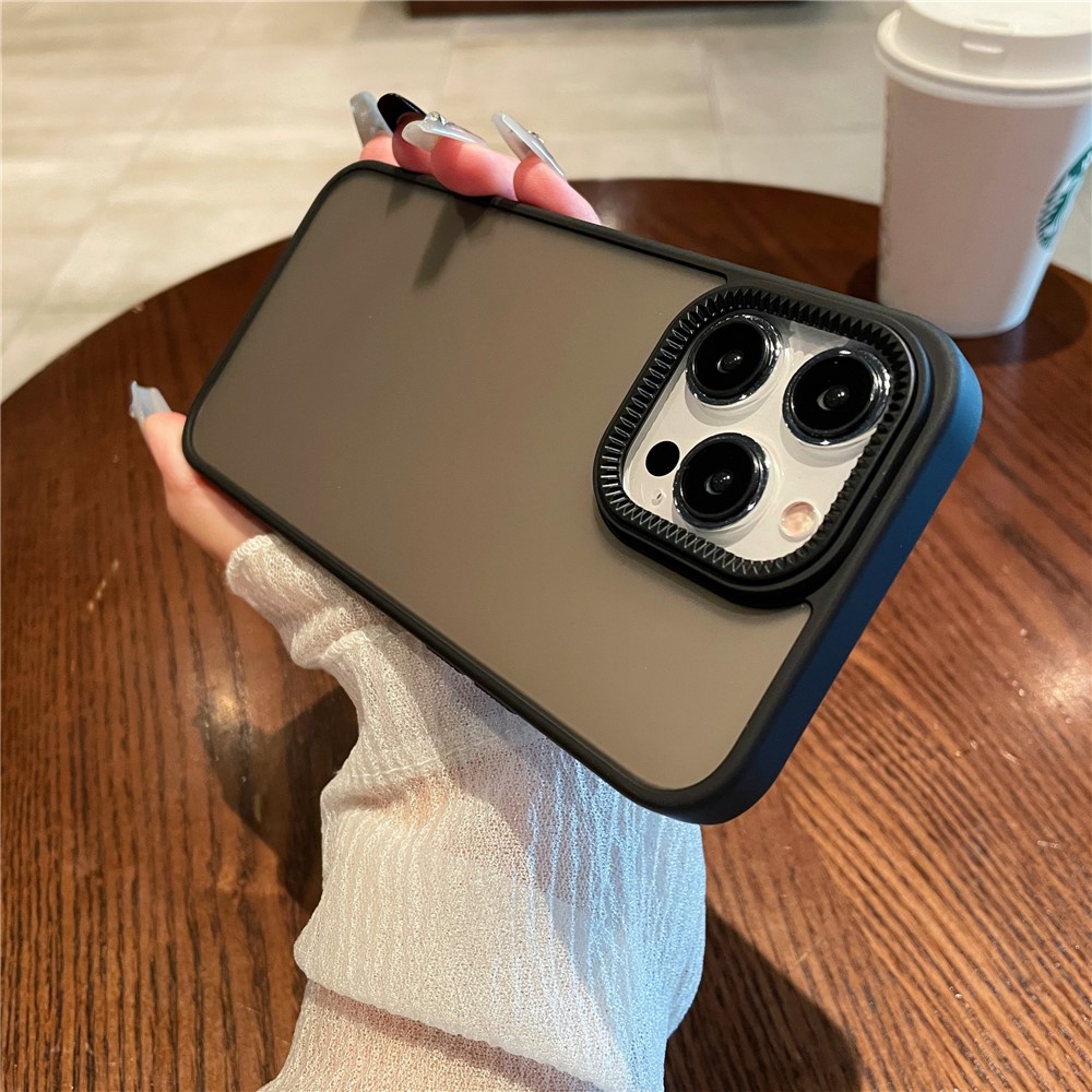 For iPhone 14 Pro Case Gear Inspired Design PC + TPU Skin Touch Phone Cover - Black