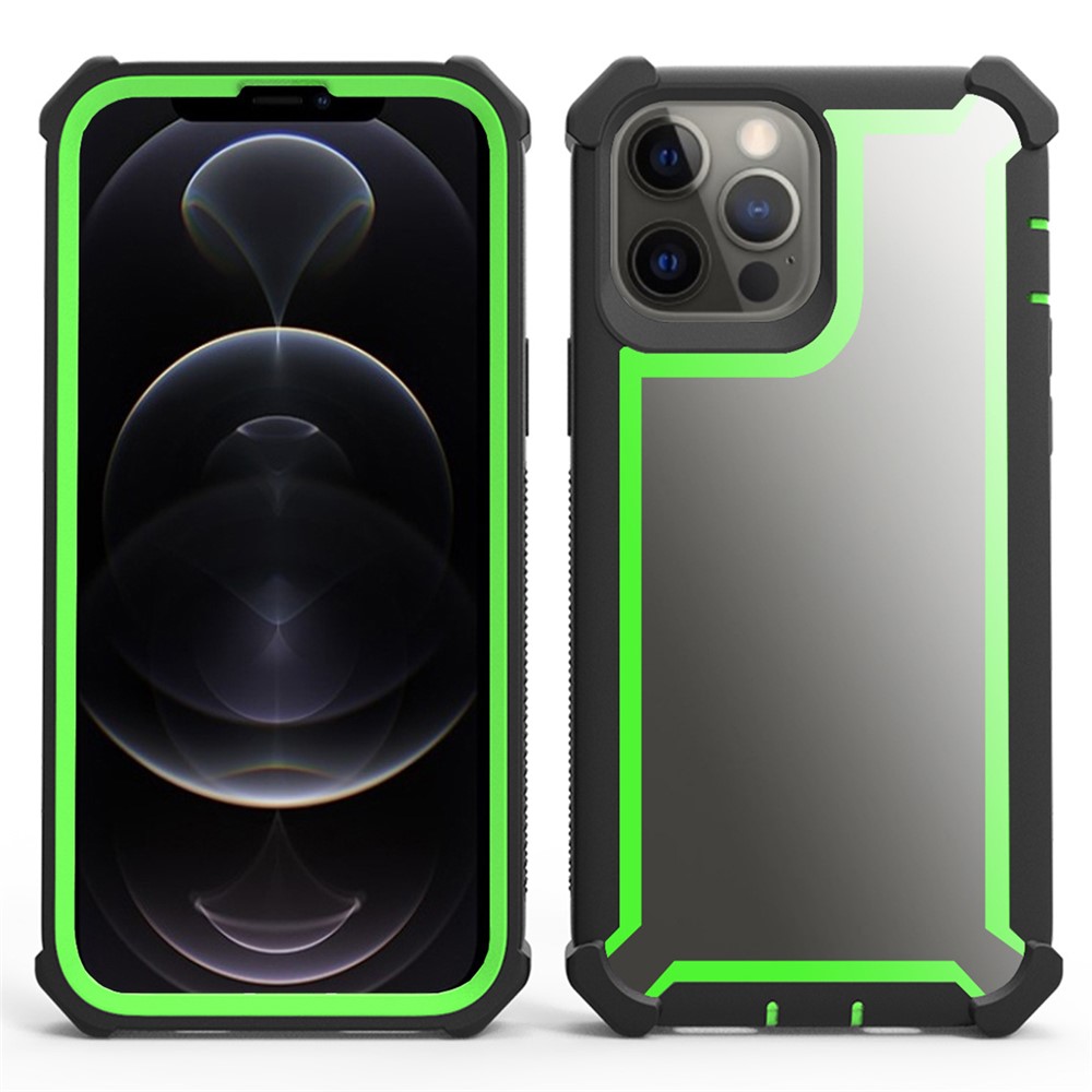 For iPhone 15 Pro Max Case Reinforced Corner Design TPU + PC Shockproof Phone Cover - Black  /  Green