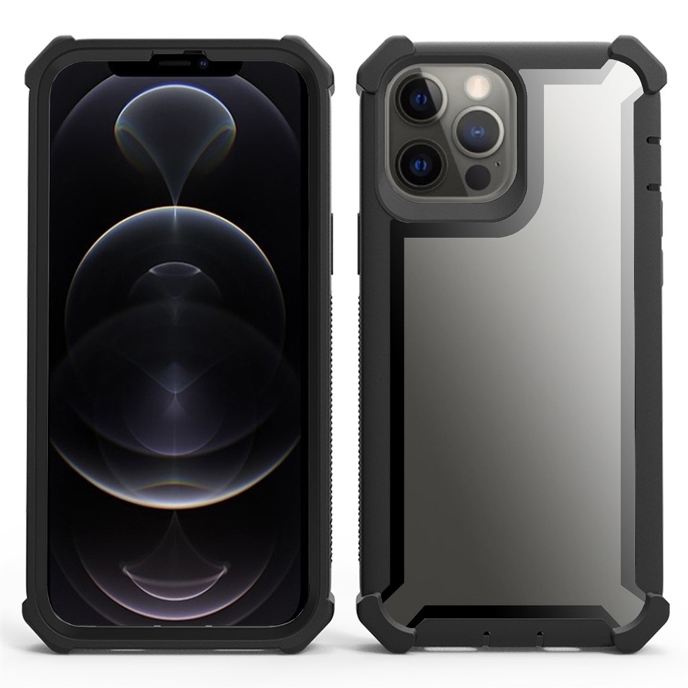 For iPhone 15 Pro Max Case Reinforced Corner Design TPU + PC Shockproof Phone Cover - Black