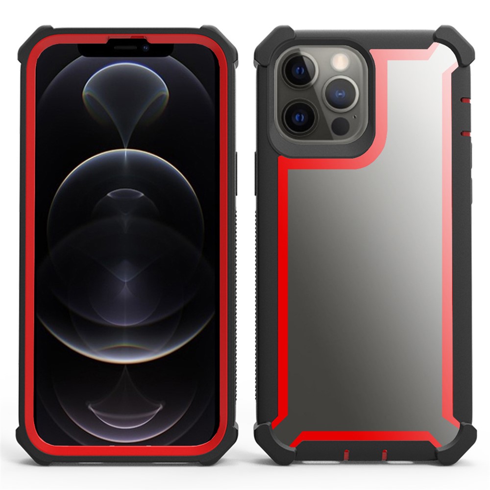 For iPhone 14 Pro Case Reinforced Corner Design TPU + PC Shockproof Phone Cover - Black / Red
