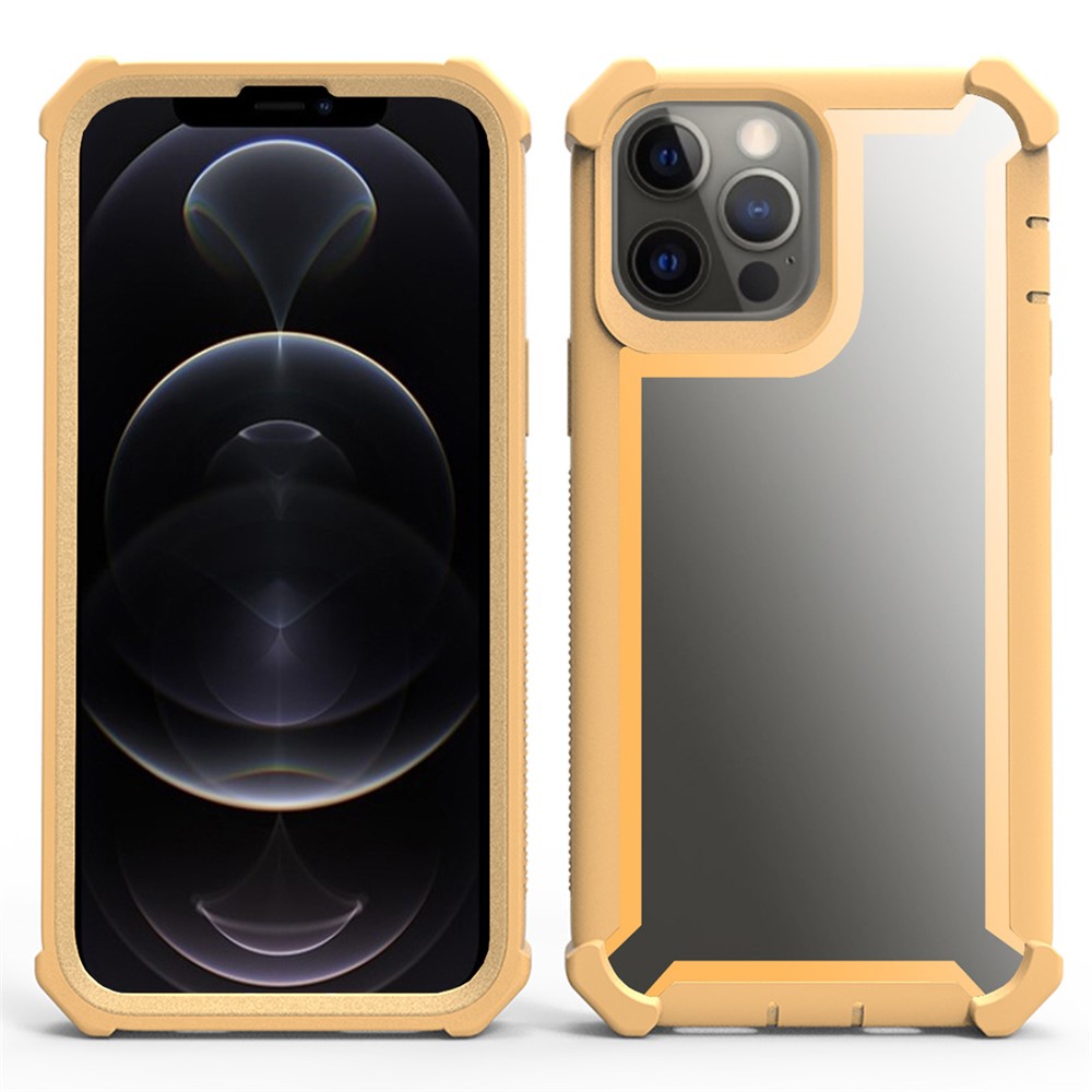 For iPhone 14 Pro Max Case Reinforced Corner Design TPU + PC Shockproof Phone Cover - Gold