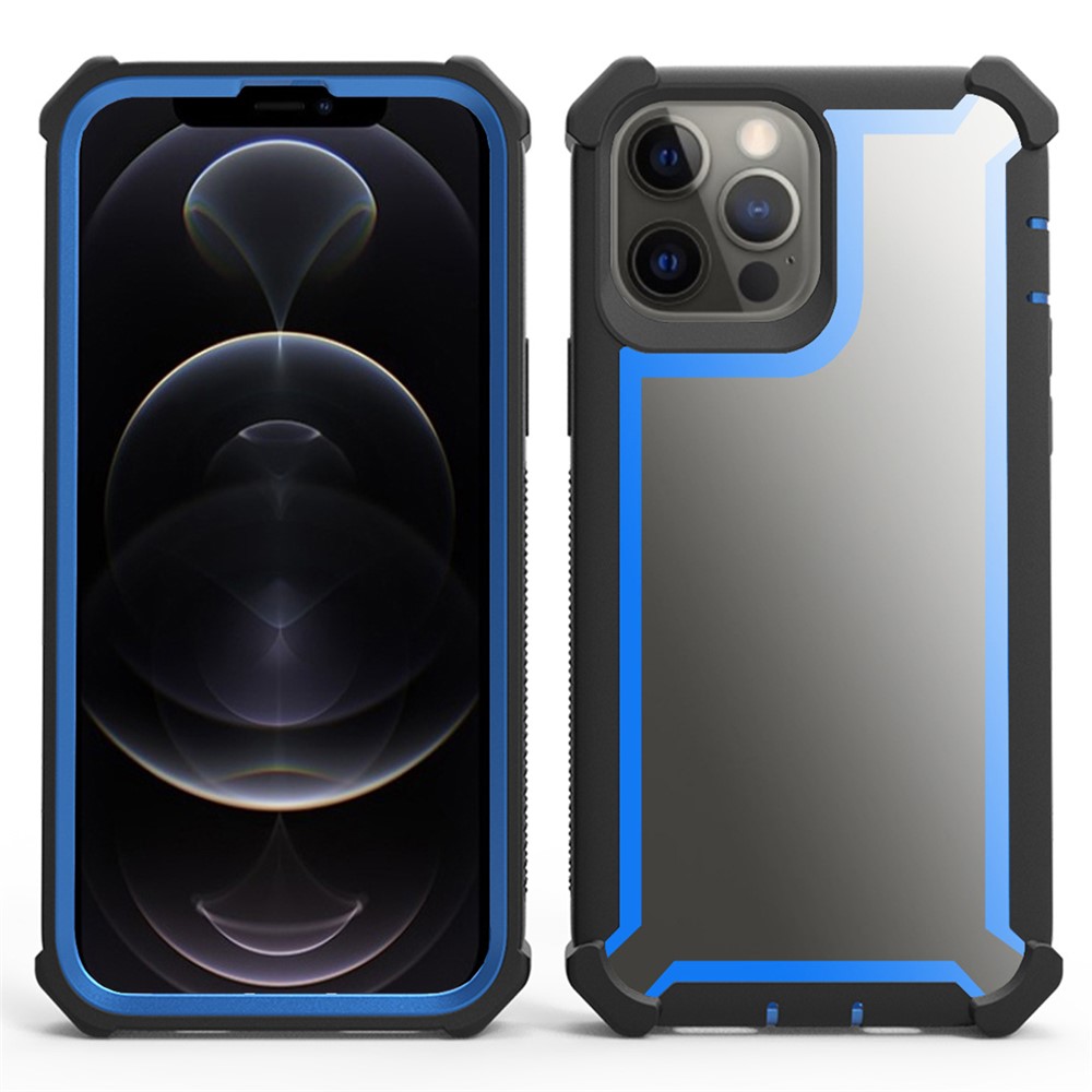 For iPhone 14 Pro Max Case Reinforced Corner Design TPU + PC Shockproof Phone Cover - Black / Blue