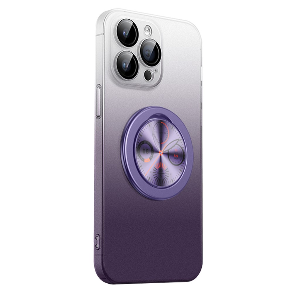 For iPhone 15 Pro Max Case Dial Kickstand Gradient Color Hard PC Phone Case - Purple