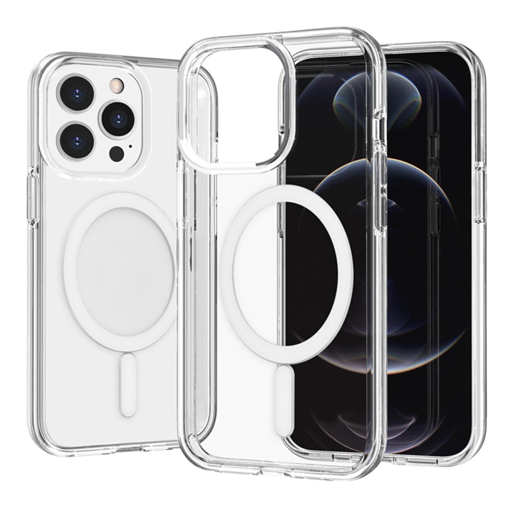 For iPhone 14 Pro Magnetic Case Compatible with MagSafe PC + TPU Clear Phone Cover - Transparent