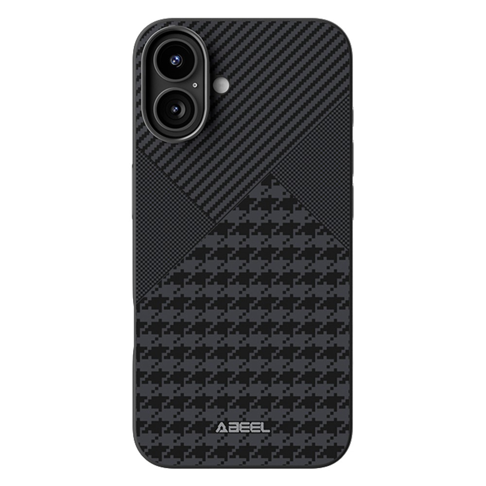 ABEEL For iPhone 16 Plus Case Compatible with MagSafe Micro-Embossing PC TPU Aluminum Alloy Leather Phone Cover