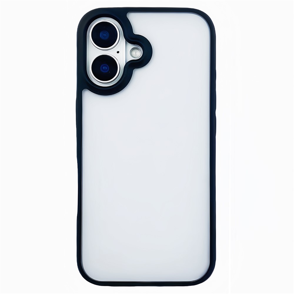 For iPhone 16 Plus Case Curved Frame PC + TPU Phone Cover Anti Drop Protection - Black